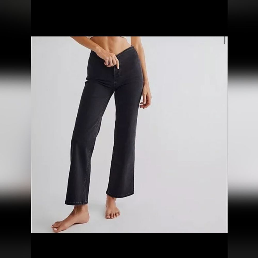 Free People We the Free Isla Slim Straight Jeans Black Size 29 Bootcut